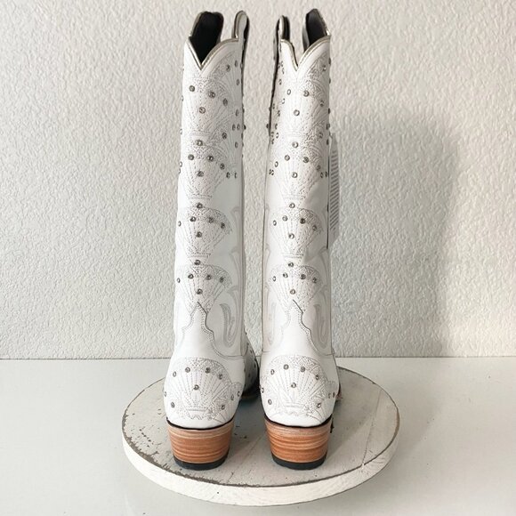 Lane CALYPSO Womens Cowboy Boots 9.5 White Western Cowgirl Mid Calf Pointed Toe - Picture 3 of 11
